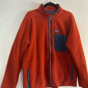 Patagonia Vibrant Orange Fleece with Navy Details